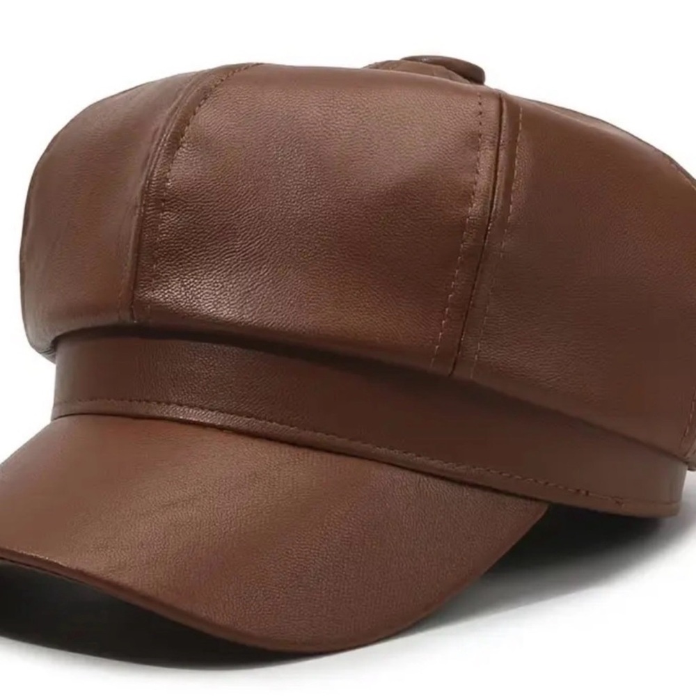 NWT Brown Faux Leather Cap